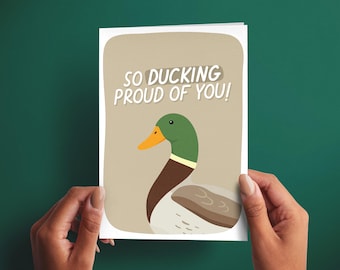 So Ducking Proud Card, Funny Congratulations Card, New Job Card, New Job Gift, Work Bestie Gift, Promotion Card, Handmade Greeting Card