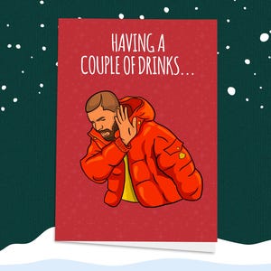 Biglietto di Natale di Drake / Drizzy, Hotline Bling, Biglietti per lui, per lei, per figlio, per figlia, Divertenti, Biglietti di Natale, Regali
