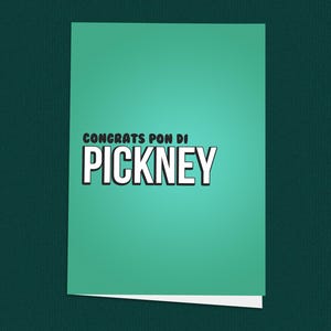 ¡Felicidades por el Pickney! Tarjeta de bebé recién nacido, Bienvenida al mundo, Niña, Niño, Urbano, Jerga caribeña