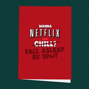 Cartão engraçado de Dia dos Namorados Netflix and Chill, Cartão de relacionamento de longo prazo ou casamento, Cartão de Dia dos Namorados para ele ou ela