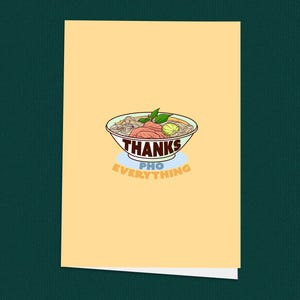 Bedankt Pho Everything! Bedankkaart, moderne wenskaart, leuke wenskaart, kaart om te bedanken, leuke bedankkaart voor fijnproevers,