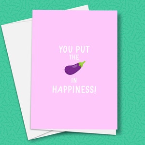 Eggplant Emoji Happiness Greeting Card | Cards for Him, Eggplant Emoni, Rude Cards, Funny Cards, Eggplant Cards, Handmade