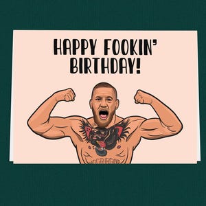 Cartão de aniversário engraçado do UFC de Conor McGregor para ele, cartão de paródia do lutador de MMA Connor para namorado, cartão de aniversário grosseiro para rapazes ou fãs de MMA