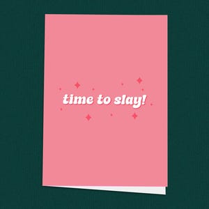 ¡A por todas! Tarjeta de buena suerte, moderna, para ella, rosa, atenta, para tu mejor amiga, tarjetas de felicitación.