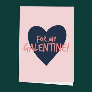 For My Galentine Süße Valentinstag Karte, Rosa und Lila Herz Karte, Freundschaftskarte für Single Freund