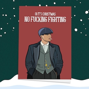 Peaky Blinders ! Carte de Noël, Peaky Blinders Noël, Cartes Thomas Shelby, Cartes Peaky Blinders, Noël, Tommy Shelby