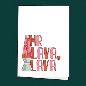 Tarjeta de aniversario divertida, tarjeta de Mr. Lava, tarjeta de amor retro, regalo nostálgico de los 90, lámpara de lava, tarjeta retro para él y ella