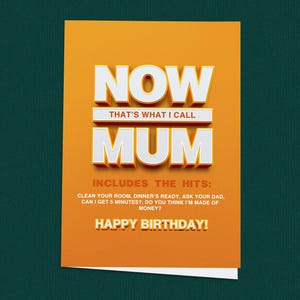 NOW That's What I Call Mum/Mom Geburtstagskarte – Lustige 90er Jahre Throwback Karte für Mama oder Mama, nostalgisches Geschenk für Sie