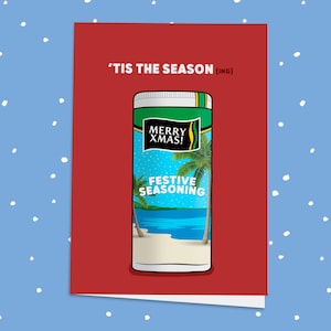 Kerstkaart! Dunn's River, kruiden, 'het is het seizoen', grappige kaarten, Caribisch gebied, Jamaicaans, patois, stedelijk
