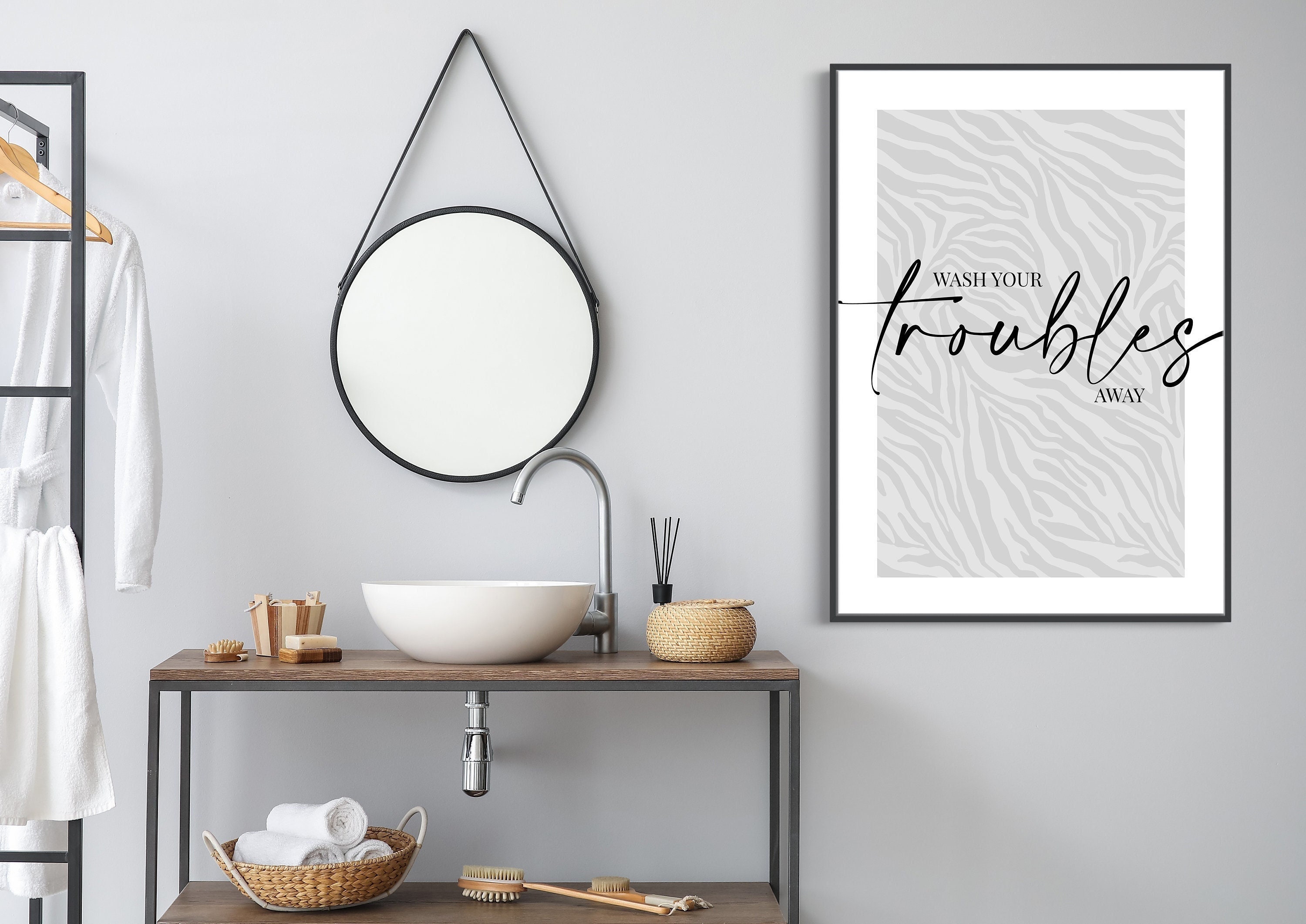 Waschen Sie Ihre Probleme weg | Wohnkultur, Badezimmer Print, Badezimmer Wandkunst, Home Print, Wandkunst, Badezimmer Kunst, Badezimmer Drucke, Text Druck