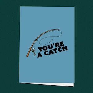 Eres una captura Tarjeta divertida para el día de San Valentín, tarjeta con temática de pesca para él o ella, caña de pescar