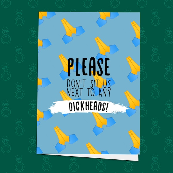 Wedding Guest Dickheads! Engagement Card, Wedding Cards, Wedding Gift Ideas, Newly Engaged Couple Greeting Card, Congratulations