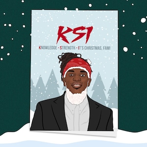 Cartão de Natal KSI! Ideias para presentes para fãs de Sidemen, cartão de JJ Sidemen, cartão de felicitações para fãs do YouTube, fã de KSI
