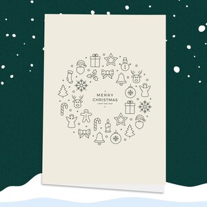 Cartão de Natal elegante, Árvore de Natal, John Lewis, Presente de Natal, Azevinho, Floco de neve, Bengala doce, Rena, Guirlanda de Natal