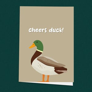 ¡Saludos, Pato! Tarjeta de agradecimiento, Tarjeta de felicitación moderna, Tarjetas de felicitación divertidas en jerga del norte de Gran Bretaña, Tarjetas de agradecimiento, Tarjeta norteña