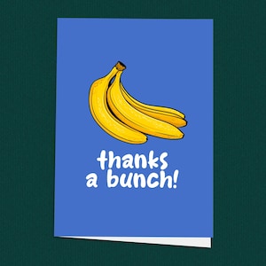 ¡Muchísimas gracias! Tarjeta de felicitación moderna de agradecimiento, tarjetas para agradecer, tarjeta de agradecimiento bonita, racimo de plátanos, amante de los plátanos.