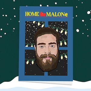 ¡Tarjeta navideña de Home Malone! Post Malone, Home Alone, Macaulay Culkin, Tarjeta de Navidad, Tarjeta de felicitación festiva, Clásico, Película