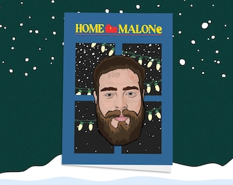 Home Malone Christmas Card! Post Malone, Home Alone, Macaulay Culkin, Xmas Card, Festive Greeting Card, Classic, Movie