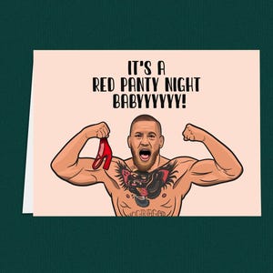Carte Conor McGregor Red Panty Night, carte drôle de Saint-Valentin pour les fans de MMA, carte romantique pour fan de l'UFC