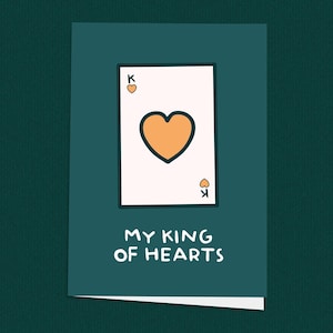 Tarjeta de San Valentín con el Rey de Corazones, tarjeta romántica para esposo o novio, tarjeta de amor con el Rey de Corazones
