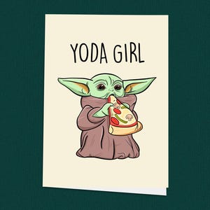 Yoda Girl! Biglietto di auguri portafortuna, Biglietto di Star Wars, Baby Yoda, Biglietto di Star Wars, Pensieroso, Buona fortuna, Biglietti d'auguri, Biglietti per lui