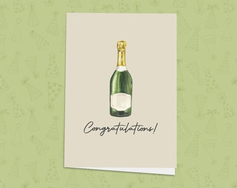 Champagnefles Gefeliciteerd Card, nieuwe baan, nieuw huis, nieuwe baby, viering wenskaart, vieren