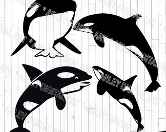 Orca SVG bundle, killer whale,  cricut cutting machine files,  Silhouette cut files, PNG digital sublimation, clipart design, PDF, jpg file