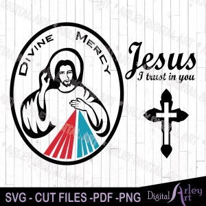 Divina Misericórdia Jesus Cristo SVG, eu confio em você, Senhor Misericórdia, arquivo de corte de silhueta, vetor católico, religioso, imagem digital PNG, arquivo PDF