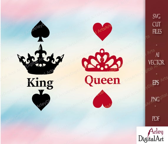 King Queen Digital Download | Card Suits | His Queen Her King Decal SVG  Files | Png files | Jpeg files | Dxf file |Digital Download 