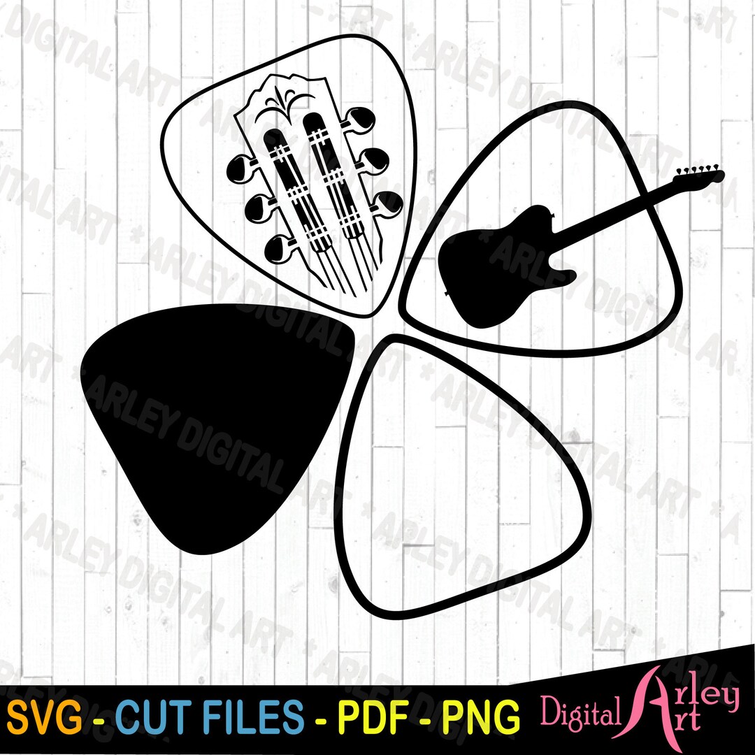 Guitar Pick SVG, Silhouette Cut Files, Musical Instrument, Digital File