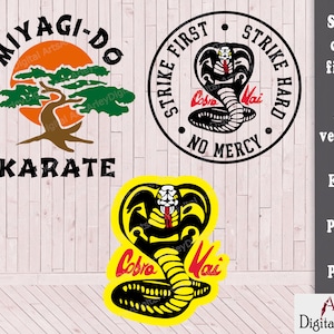 Cobra Kai SVG-bestanden, Miyagi karate bundel, gesneden bestanden, png Tshirts ontwerp, eps, pdf, vector, instant download bestanden, clip art afbeelding