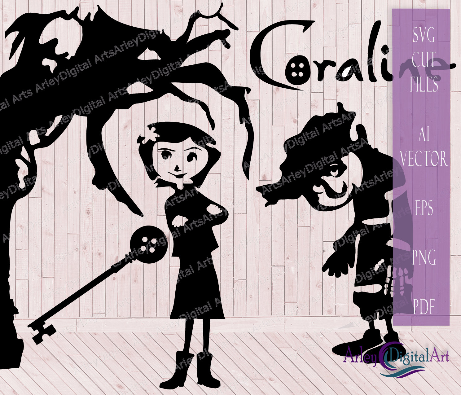 Coraline and Wybie Lovat SVG for Silhouette Cut Files - Etsy Finland