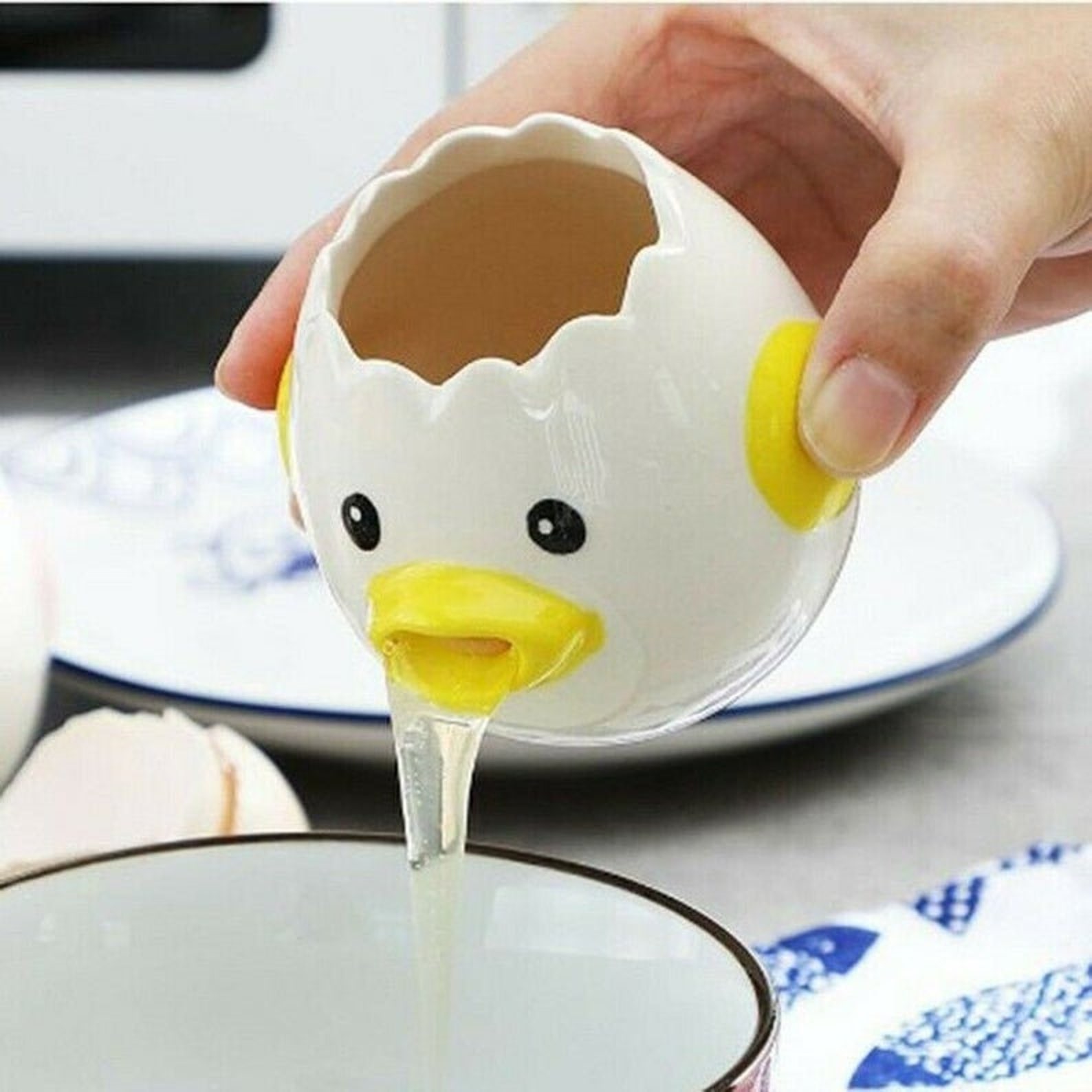Egg Separator Ceramic Egg Yolk Separation Creative Cartoon Etsy