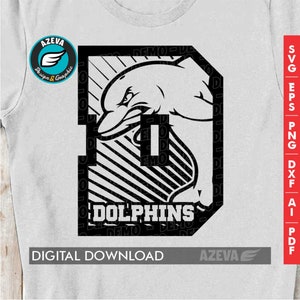 Delfine Team Logo svg, Maskottchen innen Buchstabe, Delfine Team Logo T-Shirt Design, Team Logo Mom Shirt, Cricut Schnitt Dateien (10290)