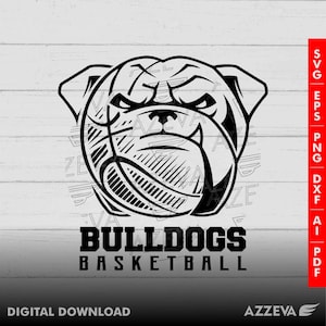 ブルドッグ バスケットボール デザイン png、eps、ai、dxf、png、pdf、jpg、cricut 用 svg ファイル、シャツ用 svg、昇華 png、ママ svg