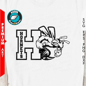 Logotipo do Hornet svg, eps, png e dxf, coleção esportiva "Mascote ao lado da letra" (100404)
