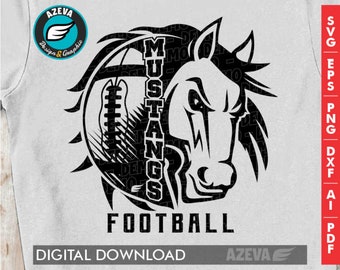 Mustangs Svg, Ai, Png, Eps, Dxf and Pdf files Sport Football files - "Spirit Series" (10264)