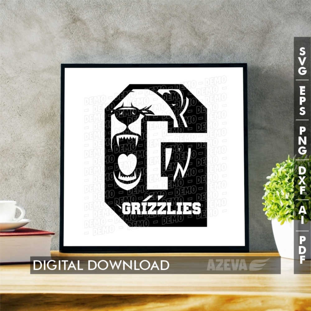 Grizzlies Team Logo Svg,mascot Inside Letter,grizzlies Logo T-shirt ...