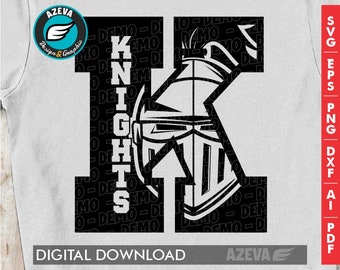 Knights Team Logo svg,Mascot Inside Letter,Knights Team Logo t-shirt design,Team Logo mom shirt,cricut cut files,silhouette cut file (11252)