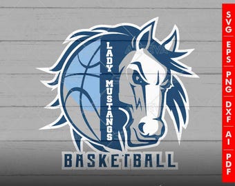 Lady-Mustang Basketball Generic Design - Svg, Png, Ai, Pdf, Dxf, Eps, Jpg. DiY: Craft, Cricut, Sublimation. For tshirt, mugs and more