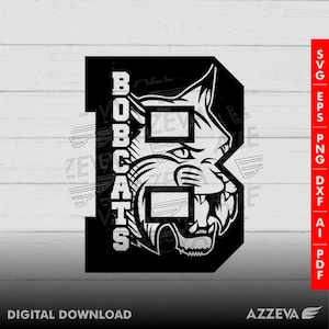 Bobcats in B Letter Design png, eps, ai, dxf, png, pdf, jpg and svg files for cricut,svg for shirts,sublimation png,mom svg