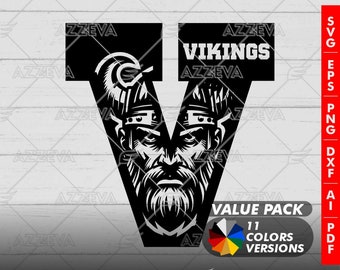 Viking in V Letter Generic Design Color Bundle - 11 Colors in SVG, PNG and others Formats - Craft - Cricut - Sublimation - Mascot Letter