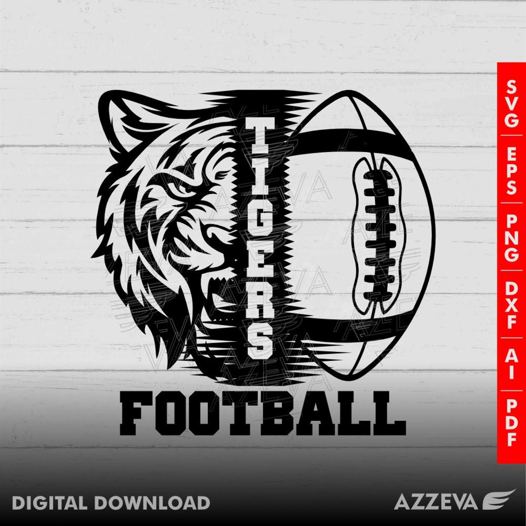 Tiger-head-football-mascot Svg, Png, Eps, Ai, Dxf, Png, Pdf, Jpg and ...