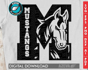 Mustangs Team Logo svg,Mascot Inside Letter,Mustang Team Logo tshirt design,Team Logo mom shirt,cricut cut files,silhouette cut file (10641)