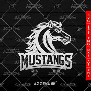 Mustang School Sports Logo SVG/PNG | Elegant Horse Digital Download for Crafting and Printing | High-Quality Team Mascot Design