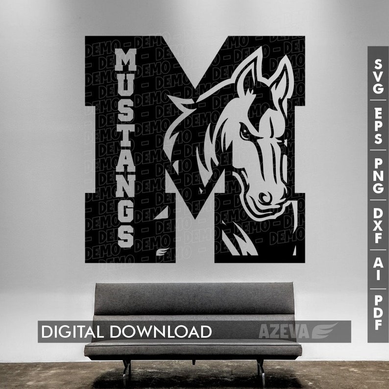 Mustangs Team Logo svg,Mascot Inside Letter,Mustang Team Logo tshirt design,Team Logo mom shirt,cricut cut files,silhouette cut file 10641 image 3