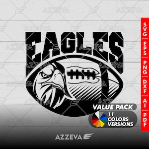 Adler Football Generisches Design Color Bundle - 11 Farben in SVG, PNG und anderen Formaten - Craft - Cricut - Sublimation - Sport Maskottchen