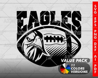 Eagle Football Design Bundle – 11 Colors, SVG PNG, Cricut Sublimation (Digital Download)