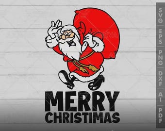 Merry Christmas Santa SVG, Dancing Santa Claus PNG, Funny Christmas Clipart, for Cricut, Cricut Cut File, Xmas Sublimation