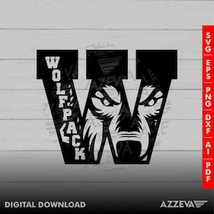 Wolfpack in W Letter Design png, eps, ai, dxf, png, pdf, jpg and svg files for cricut,svg for shirts,sublimation png,mom svg